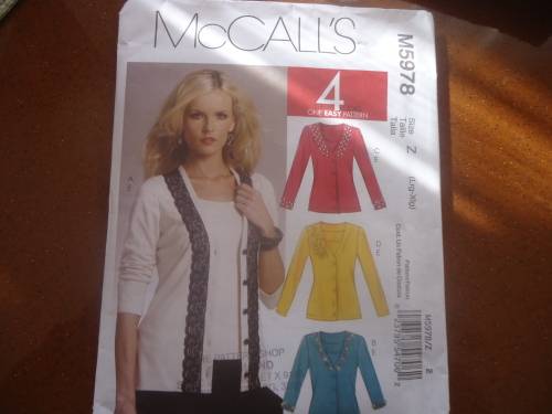 McCALL'S PATTERNS M5978 DECORATED TOP SIZES Z = LARGE (16-18) + XLARGE (20 - 22) COMPLETE