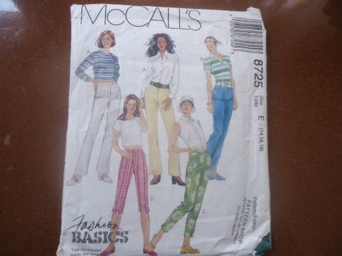 McCALL'S PATTERNS  8725 PANTS IN THREE LENGTHS SIZE E= 14 + 16 + 18 COMPLETE
