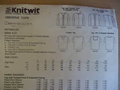 KNITWIT PATTERN 322 LADIES CREATIVE TOPS SIZES 6 - 22 -  COMPLETE