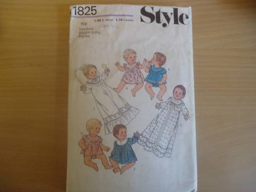 STYLE PATTERNS 1825 -BABY LAYETTE SIZE NEW BORN 3 - 6 KGS  - MISSING INSTRUCTIONS