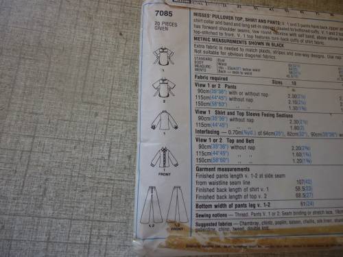 RETRO SIMPLICITY PATTERNS 7099 PULLOVER TOP, SHIRT & PANTS -SIZE 12 BUST 87 CM COMPLETE