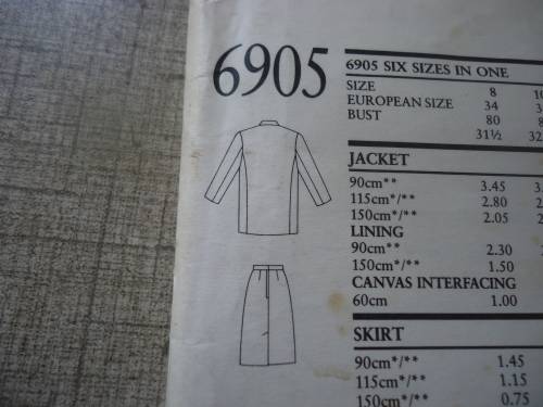 NEW LOOK PATTERNS 6905 -6 SIZES IN ONE "JACKET & SKIRT"- SIZES 8 - 18 COMPLETE & UNCUT
