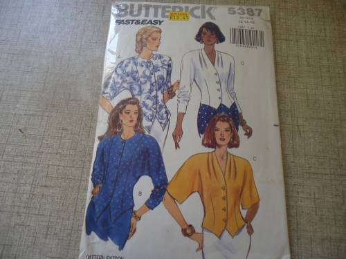 BUTTERICK  PATTERN 5387 BLOUSES SIZES 12 + 14 + 16 COMPLETE