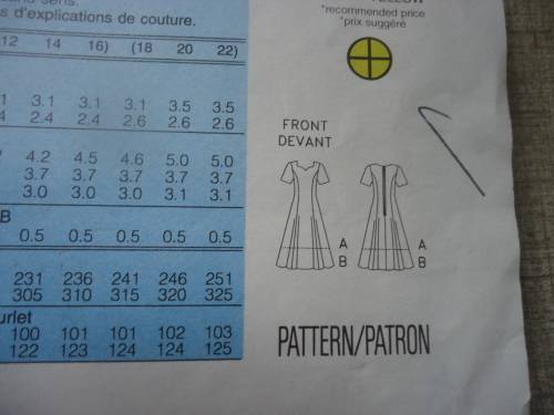 BUTTERICK  PATTERN 3244 LOOSE FITTING FLARED DESS & SHAPED NECK SIZE 12 + 14 + 16 COMPLETE