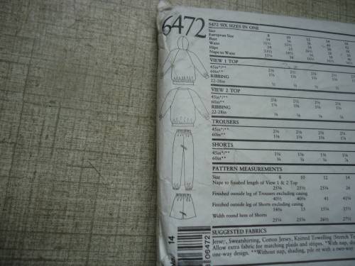 NEW LOOK PATTERNS 6472 TRACKSUIT + HOODIE SIZES 8 - 18  COMPLETE & ONLY PANTS CUT