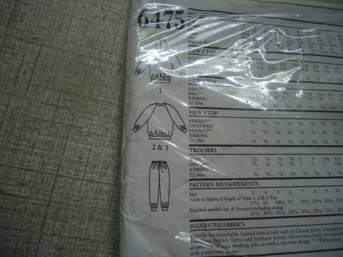 NEW LOOK PATTERNS 6475 KIDDIES TRACKSUIT + HOODIE SIZES 3 - 12 YEARS  COMPLETE