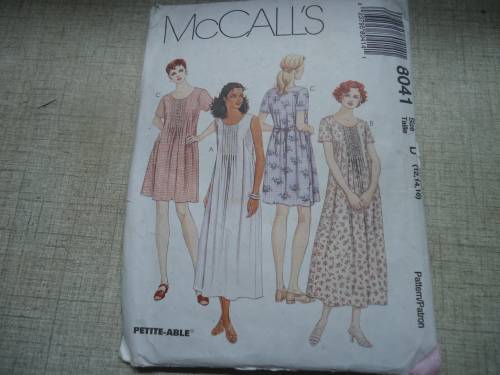 McCALL'S PATTERN 8041 PULL OVER DRESS WITH FRONT TUCKS SIZE D = 12 + 14 + 16 COMPLETE