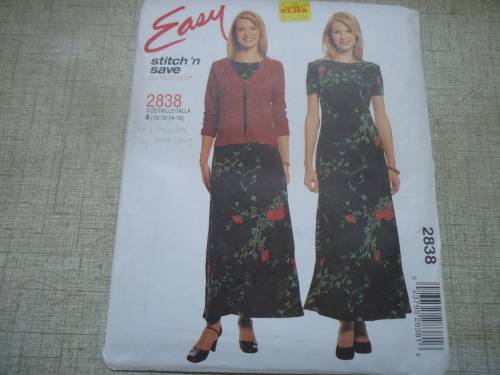 McCALL'S PATTERN 2838 UNLINED JACKET & DRESS SIZE A = 10 + 12 + 14 + 16 COMPLETE & UNCUT