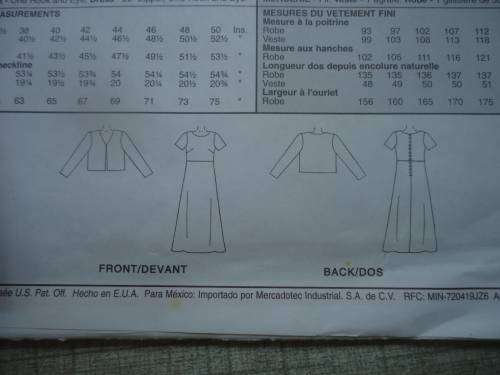 McCALL'S PATTERN 2838 UNLINED JACKET & DRESS SIZE A = 10 + 12 + 14 + 16 COMPLETE & UNCUT