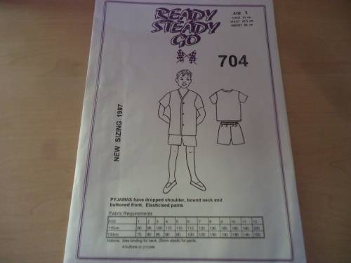 READY-STEADY-GO PATTERN-NUMBER 704 PAJAMAS SIZE 2