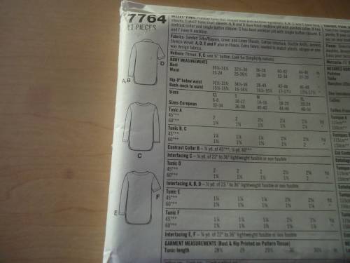 SIMPLICITY PATTERNS 7764 PULLOVER TOP IN 6 VARIATIONS SIZE LARGE- XLARGE (18 - 24)  COMPLETE & UNCUT