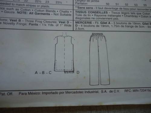McCALLS PATTERNS 7061 TUNIC/TOP & PANTS SIZE E = 14 + 16 + 18 COMPLETE-ONLY PANTS CUT
