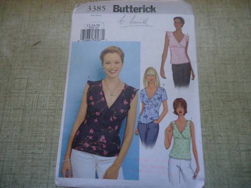 BUTTERICK PATTERN 3385 SEMI FITTED PULLOVER TOP SIZE 12 +14 + 16 COMPLETE