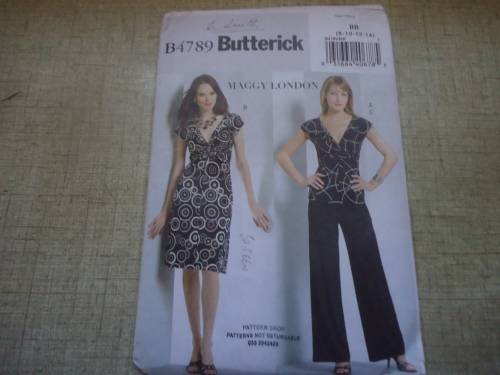 BUTTERICK PATTERN B4789   PULLOVER TOP, DRESS & PANTS SIZE BB 8 + 10 + 12 + 14COMPLETE