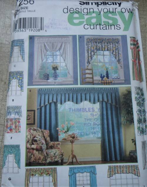 SIMPLICITY PATTERNS 7256DESIGN YOUR OWN EASY CURTAINS  COMPLETE & UNCUT