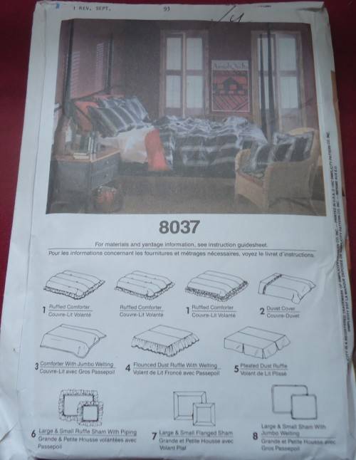 SIMPLICITY EASY BASICS 8037 BEDROOM ONE SIZE COMPLETE & UNCUT