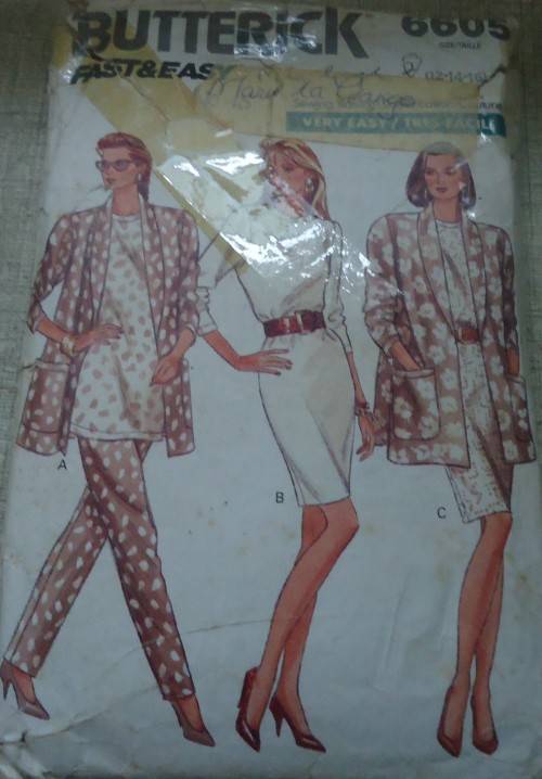 BUTTERICK  PATTERN 6605 JACKET, DRESS, TOP & PANTS  SIZE 12+14+16 MISSING SEWING INSTRUCTIONS PG 1-2