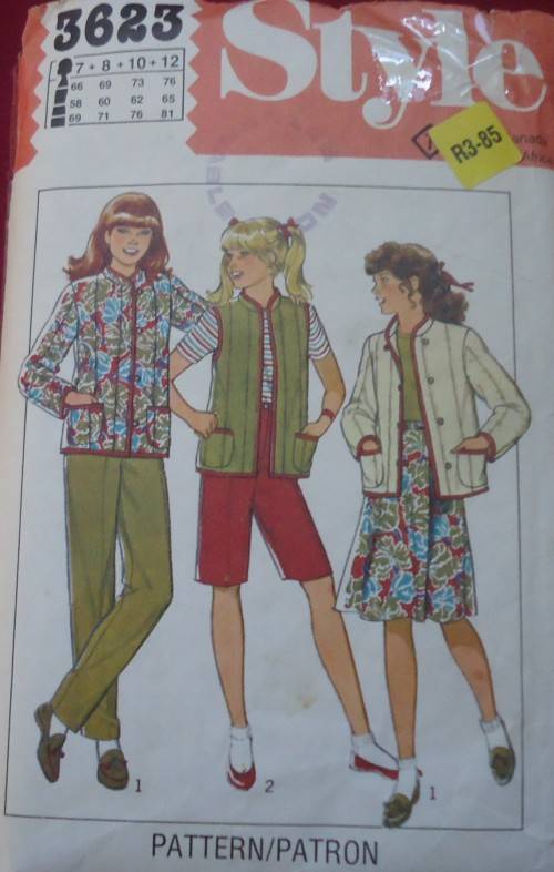 STYLE PATTERN 3623 GIRL'S JACKET, WAISTCOAT, PANTS & SHORTS SIZE 7 + 8 + 10 + 12 YEARS SEE DESCRIPT