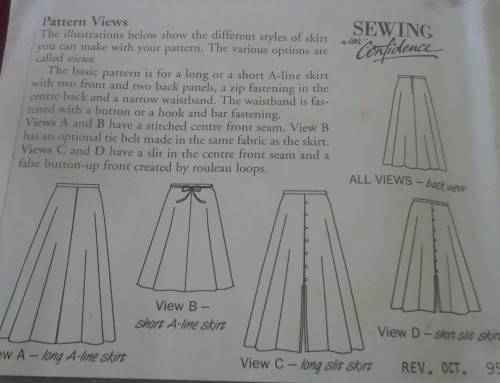 SEWING WITH CONFIDENCE PATTERN 1 - A-LINE SKIRTS - SIZE   8 - 18 COMPLETE & UNCUT