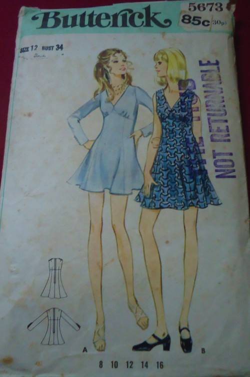 BUTTERICK PATTERN 5673 V NECK FLIP DRESS  SIZE 12 BUST 34" SEE LISTING
