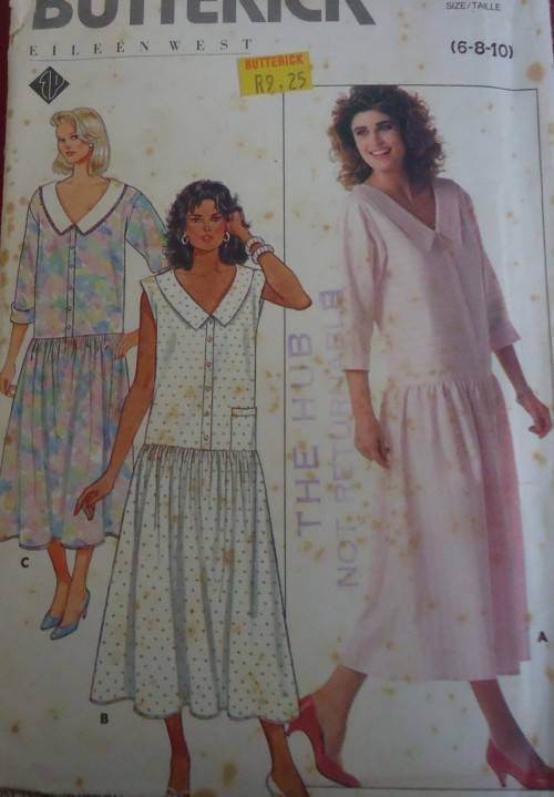 BUTTERICK PATTERN 4813 COLLARED HIPSTER DRESS SIZE 6 + 8 + 10 COMPLETE-UNCUT-F/FOLDED