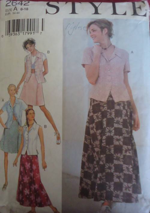 STYLE PATTERNS 2642 BLOUSE & SKIRT SIZE A = 8 - 18 COMPLETE