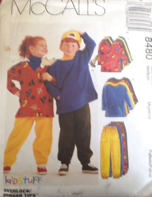 McCALL'S PATTERN 8467 KIDS TOPS & PULL ON PANTS SIZE MEDIUM = 5 - 6 YEARS COMPLETE