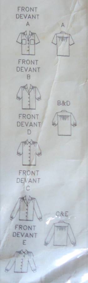BUTTERICK  PATTERN 5188 SET OF SHIRTS/BLOUSES SIZE 8-10-12 COMPLETE