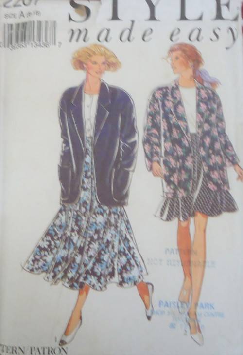 STYLE PATTERNS 2207 CO-ORDINATES - JACKET & SKIRT SIZE A  8 - 18 COMPLETE