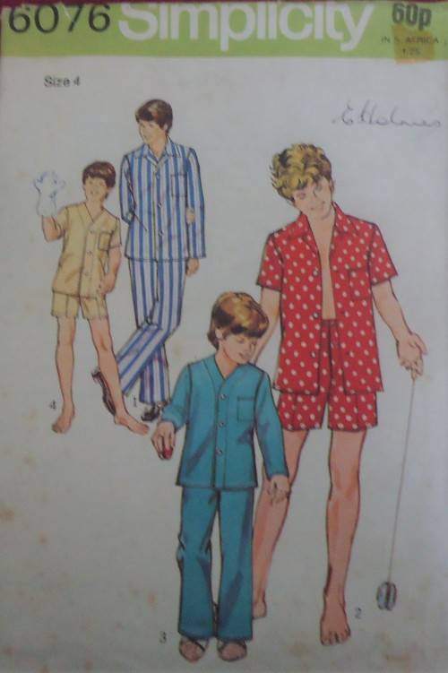 SIMPLICITY PATTERN 6076 BOY'S PJS SIZE 4 YEARS SEE LISTING