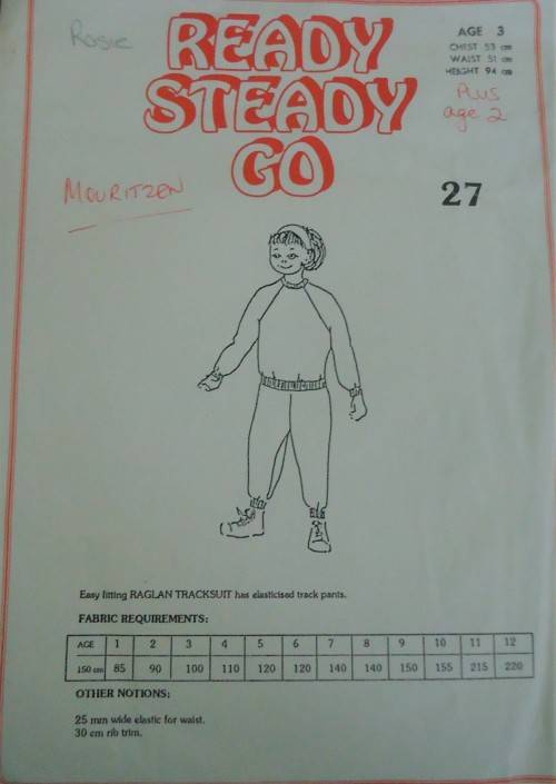 READY-STEADY-GO PATTERN#27 RAGLAN TRACKSUIT - AGE 3 - COMPLETE
