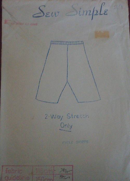 SEW SIMPLE PATTERNS # 29 CYCLE SHORTS - 34" OR 87 CM