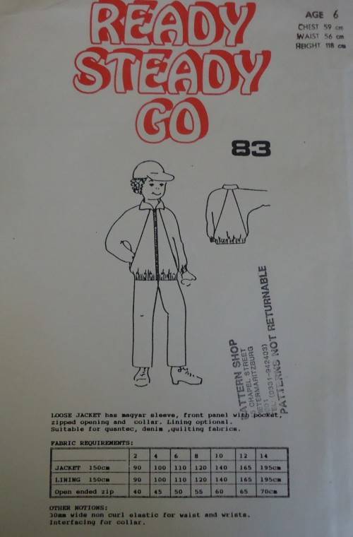 READY-STEADY-GO PATTERN-NUMBER 83 LOOSE JACKET AGE 4 YEARS CHEST 55 CM