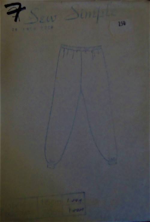 SEW SIMPLE PATTERNS # 7  TRACKSUIT PANTS  SIZE 40 OR 102 CM
