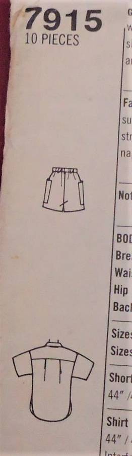 SIMPLICITY PATTERNS 7915 GIRL`S SHIRT & PULL ON SHORTS SIZE N  10-12-14 YEARS COMPLETE