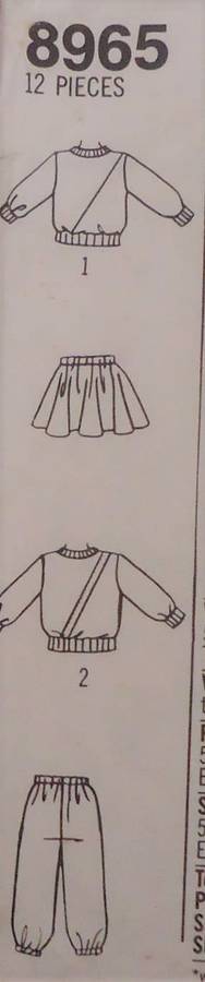 SIMPLICITY PATTERNS 8965 KIDS CASUAL TRACKSUIT-PANTS-TOP-SKIRT SIZE MD = 4 - 5 YEARS COMPLETE