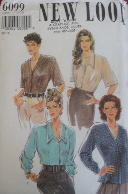 NEW LOOK PATTERNS 6099 SET OF BLOUSES SIZES 8 - 18 COMPLETE