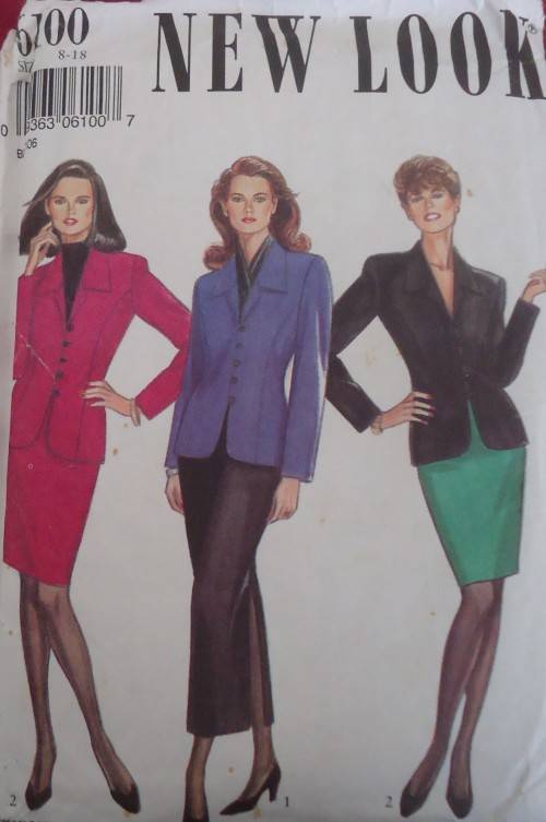 NEW LOOK PATTERNS 6100  SKIRT & JACKET SUIT SIZES 8 - 18 - COMPLETE-UNCUT-F/FOLDED