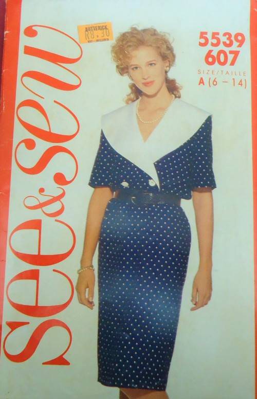 BUTTERICK  PATTERN 5539/607 DRESS WITH CONTRAST COLLAR SIZE A  6-14 COMPLETE