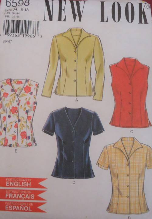 NEW LOOK PATTERNS 6598 SET OF TOPS SIZE 8 - 18 COMPLETE