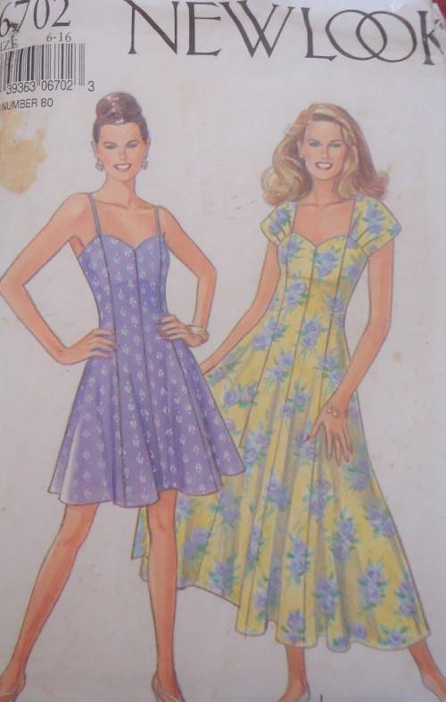 NEW LOOK PATTERNS 6702 PANELED SWEETHEART DRESSES SIZE 6 - 16 COMPLETE