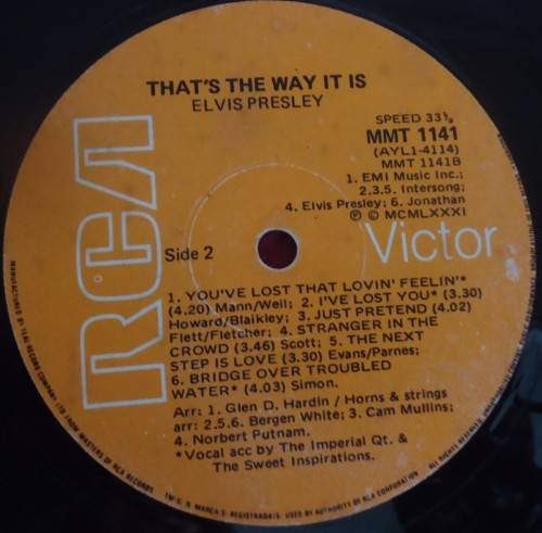 ELVIS - THAT'S THE WAY IT IS  - 1981 RCA VICTOR VINYL MMT 1141