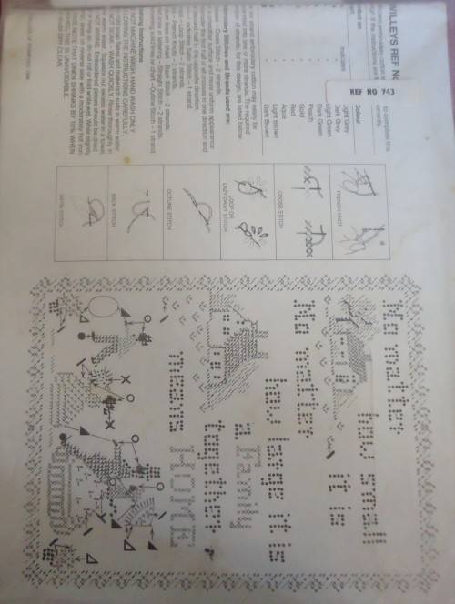 TWILLEYS NEEDLECRAFT KIT - REF 743 FAMILY SIZE 29 CM X 22 CM KIT-NO THREADS-UNUSED PRINTED FABRIC
