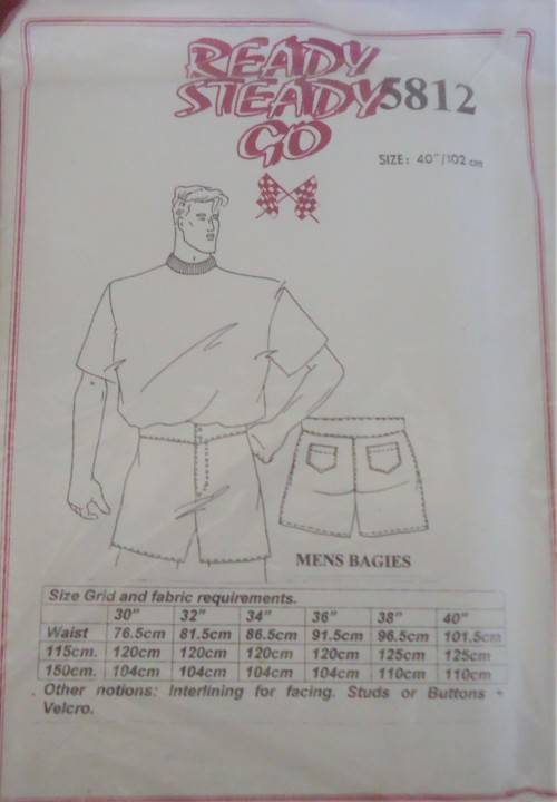 READY-STEADY-GO PATTERN - NUMBER 5812 - MEN'S BAGGIES  - SIZE 40"/102 CM