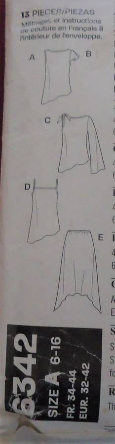 NEW LOOK PATTERN 6342 TOPS & SKIRTS SIZES 6 - 16 COMPLETE