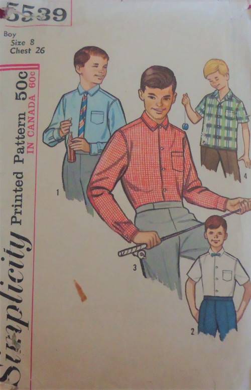 VINTAGE SIMPLICITY 5539 BOY'S SHIRTSIZE  8 YEARS CHEST 26" COMPLETE
