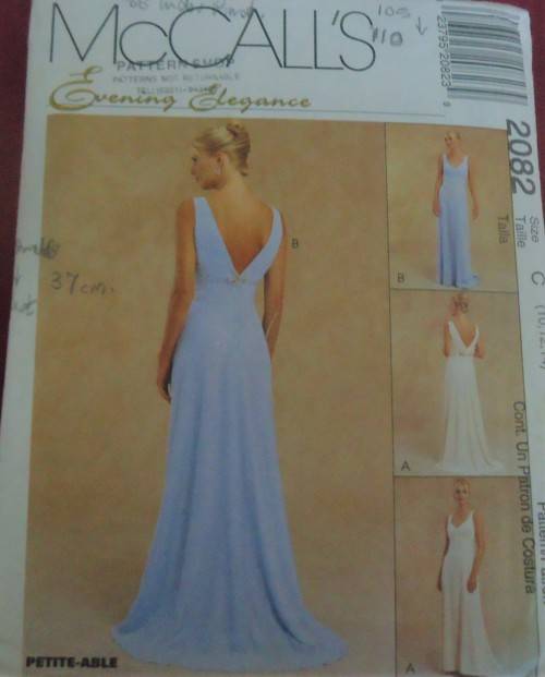 McCALLS 2082 EVENING ELEGANCE DRESS SIZE C=10-12-14 COMPLETE & CUT TO A SIZE 14