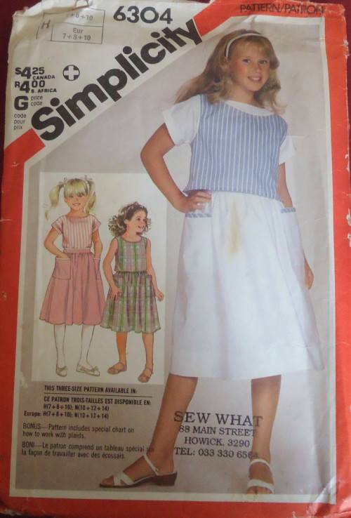 SIMPLICITY 6304 GIRL'S TOP SIZE H=7+8+10 YEARS ONLY TOP SUPPLIED