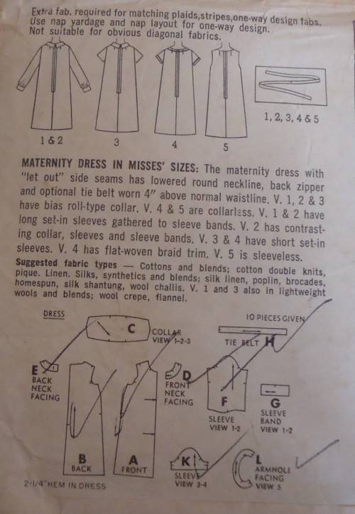 VINTAGE SIMPLICITY 6789 MATERNITY DRESS  SIZE 14 BUST 34" NO SEWING INSTRUCTIONS