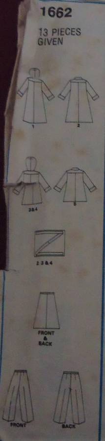 STYLE 1662 DRESS/TOP-SKIRT-PANTS SIZE 10 BUST 83 CM/32 1/2` COMPLETE